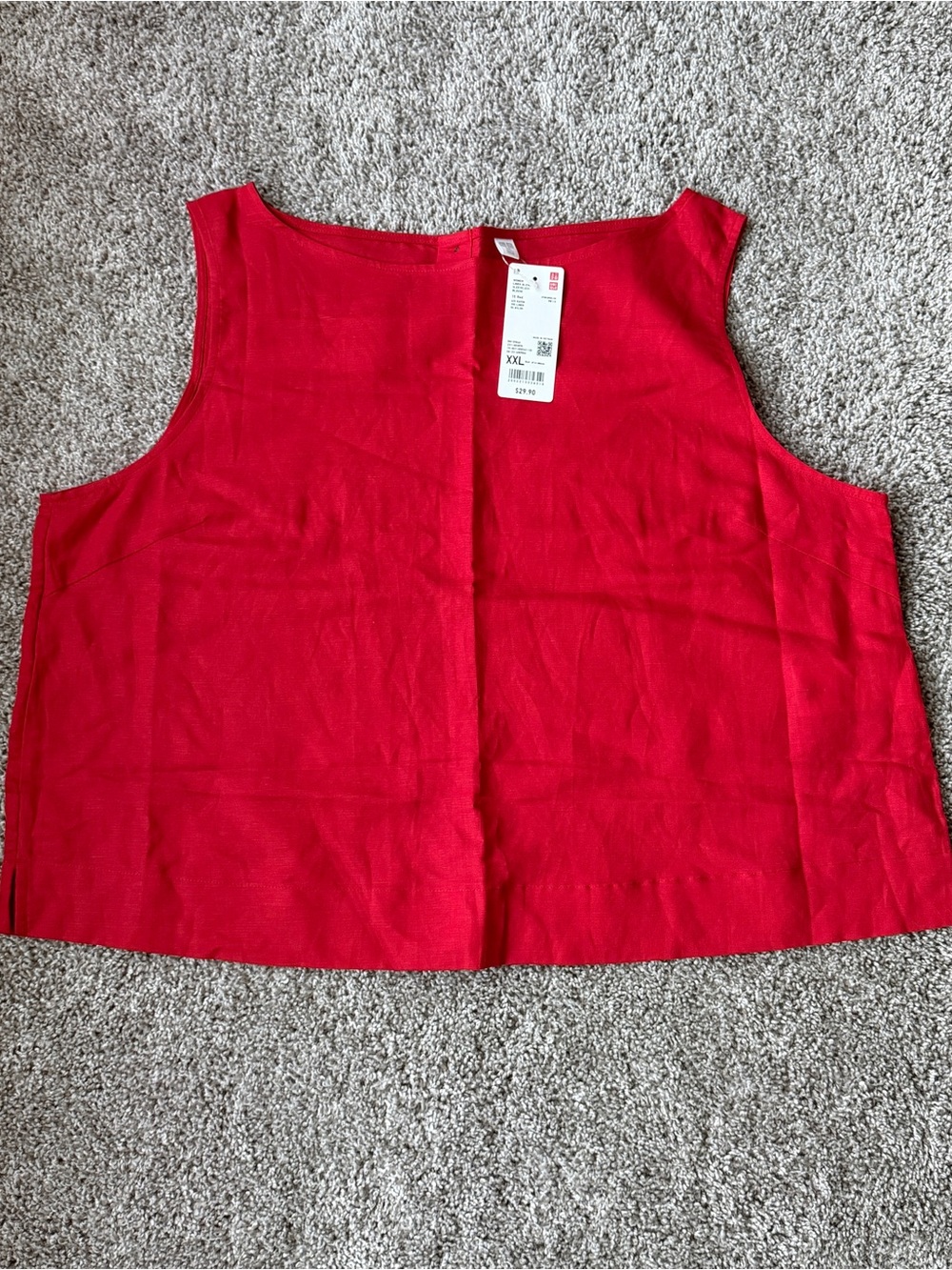 UNIQLO Red Sleeveless Boxy Tank Top